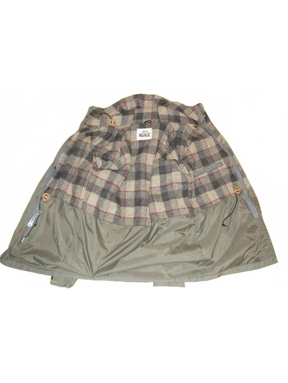 Vtg Woolrich Green Parka Jacket / Coat W/ Plaid Print Wool Lining Made in USA